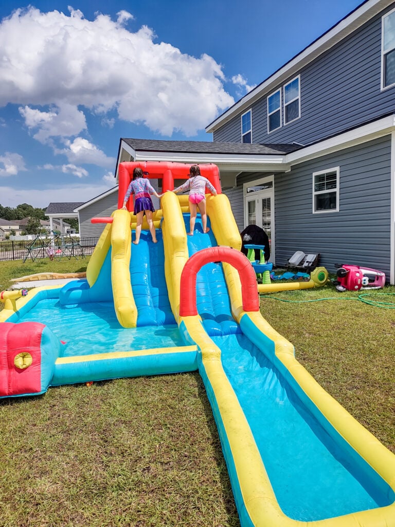 backyard water slide | summer at home with kids 