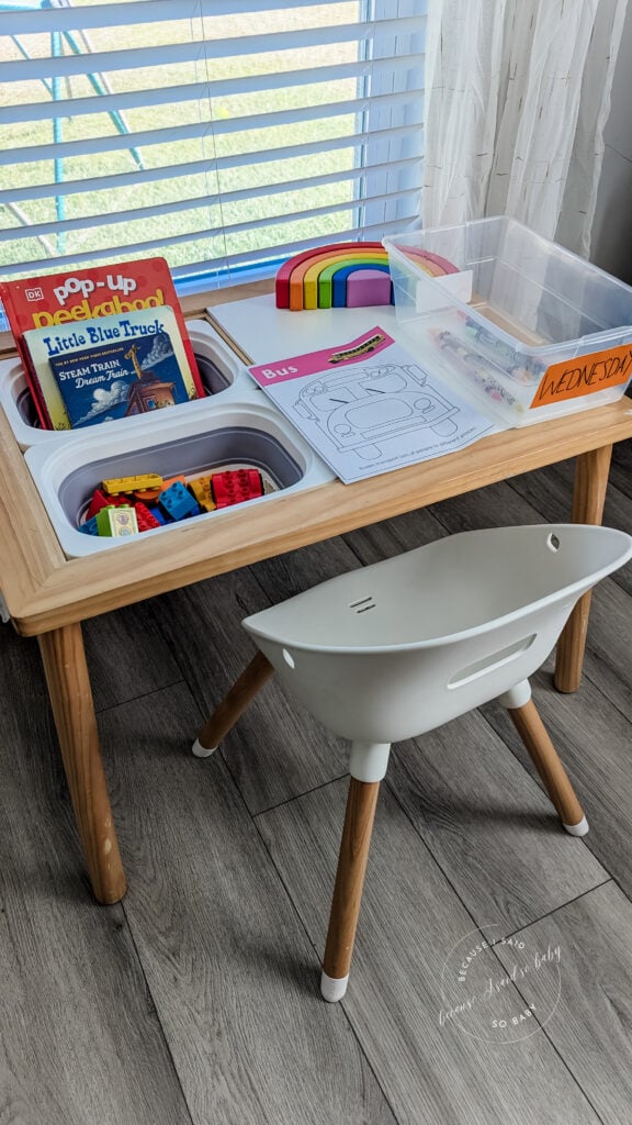 toddler busy bin setup