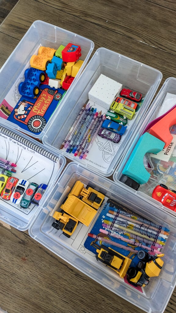 transportation themed preschool busy bins