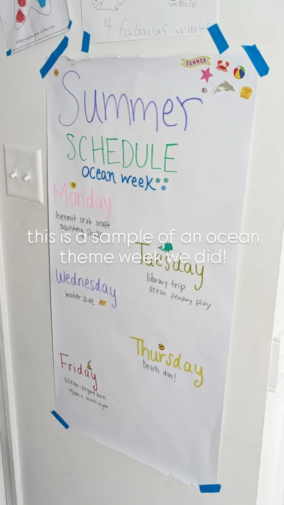 ocean theme weekly schedule