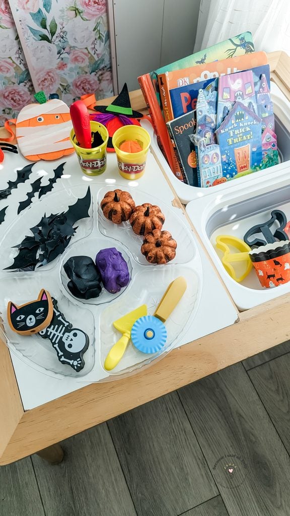 kids Halloween party table setup